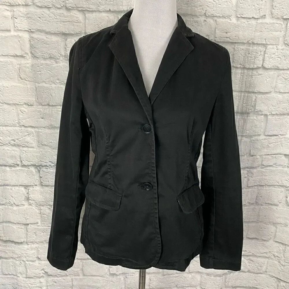 Gap women 6 button front black collared blazer w/pockets